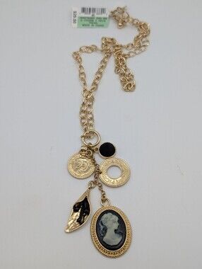 Macy's INC Cameo Coin Charm Necklace NWT $29.95